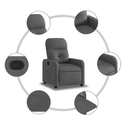 Reclining Armchair in Dark Gray Fabric