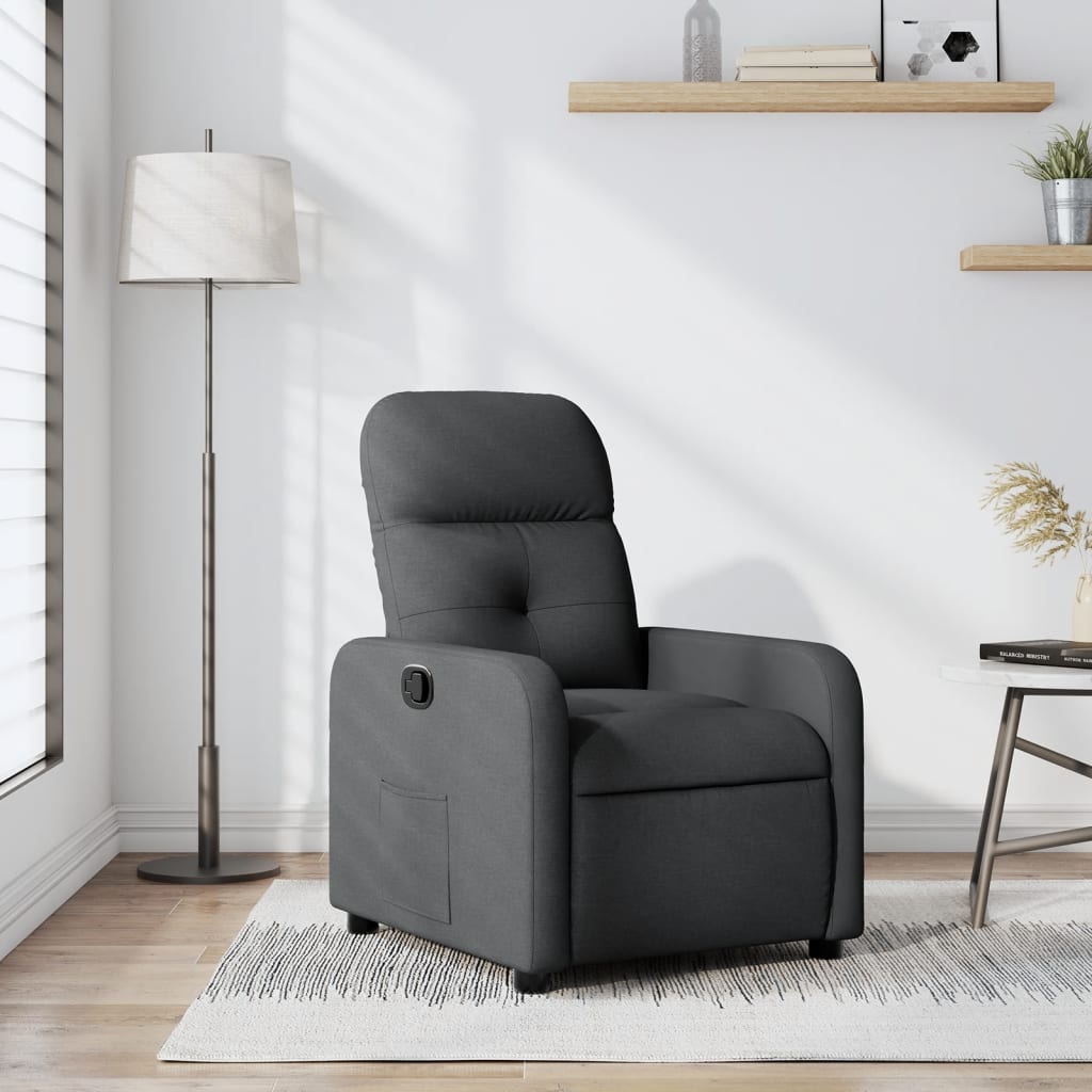 Reclining Armchair in Dark Gray Fabric