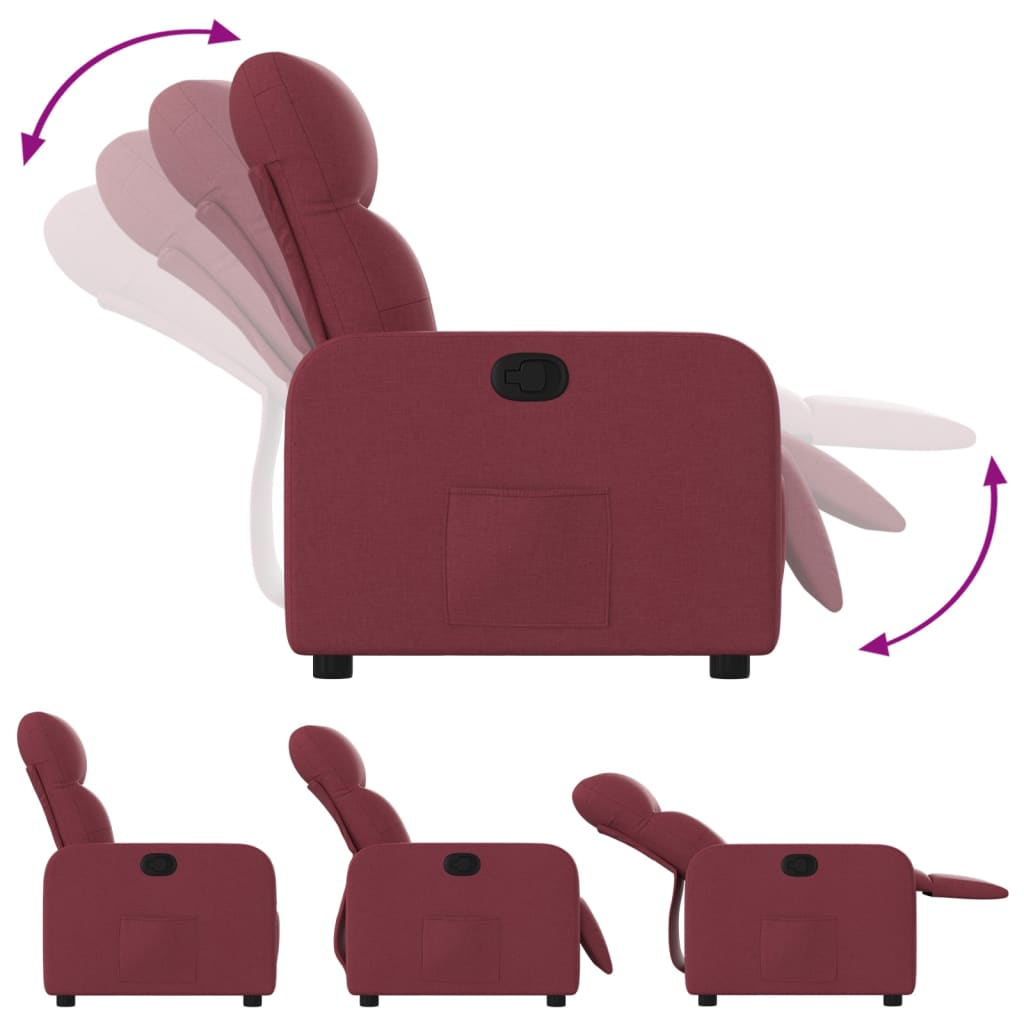 Reclining Armchair in Wine Red Fabric