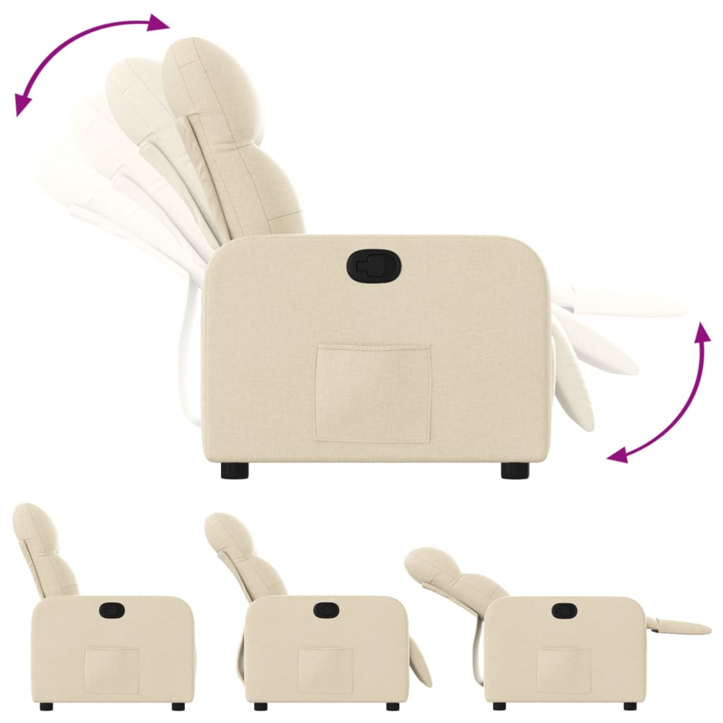 Reclining Armchair in Cream Fabric