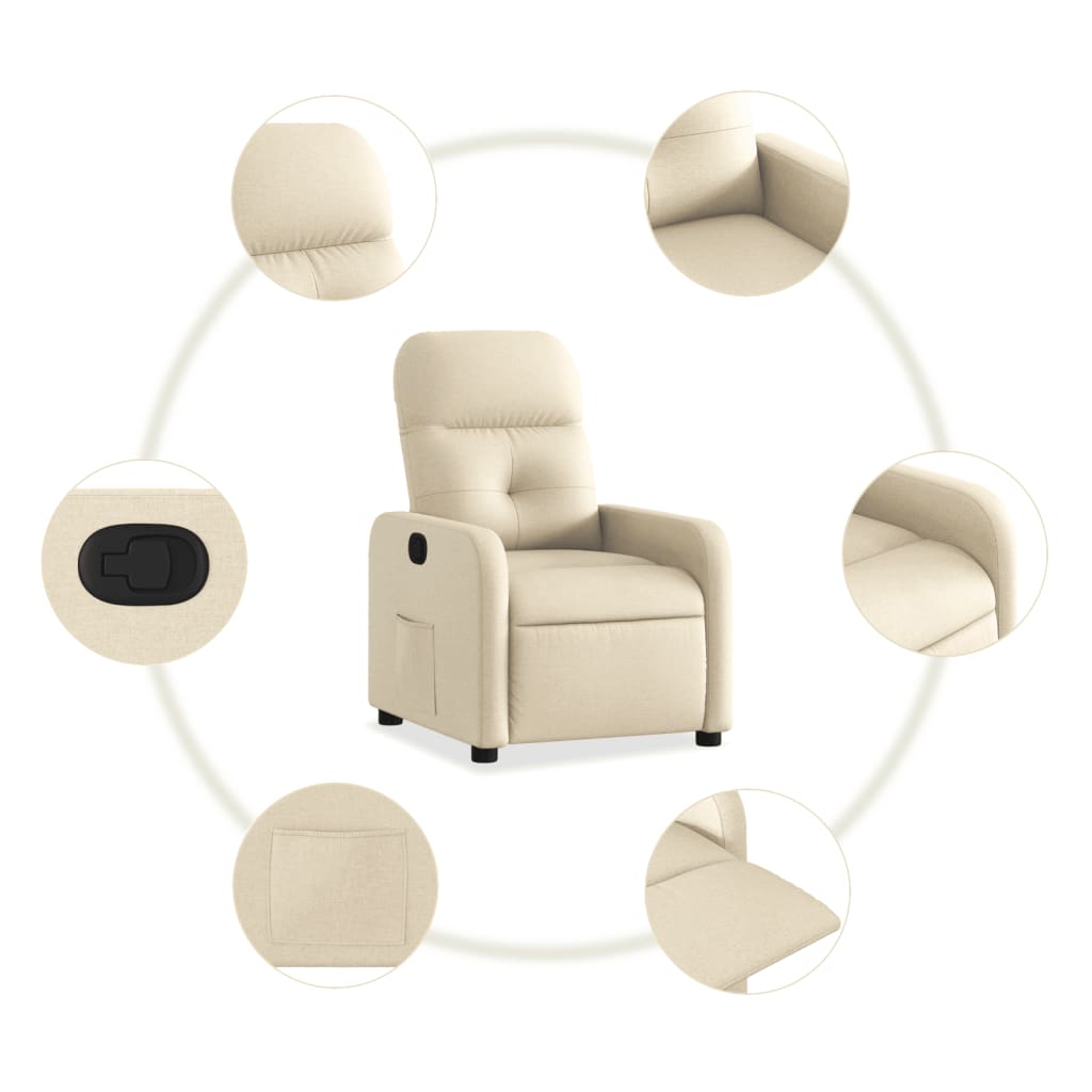 Reclining Armchair in Cream Fabric