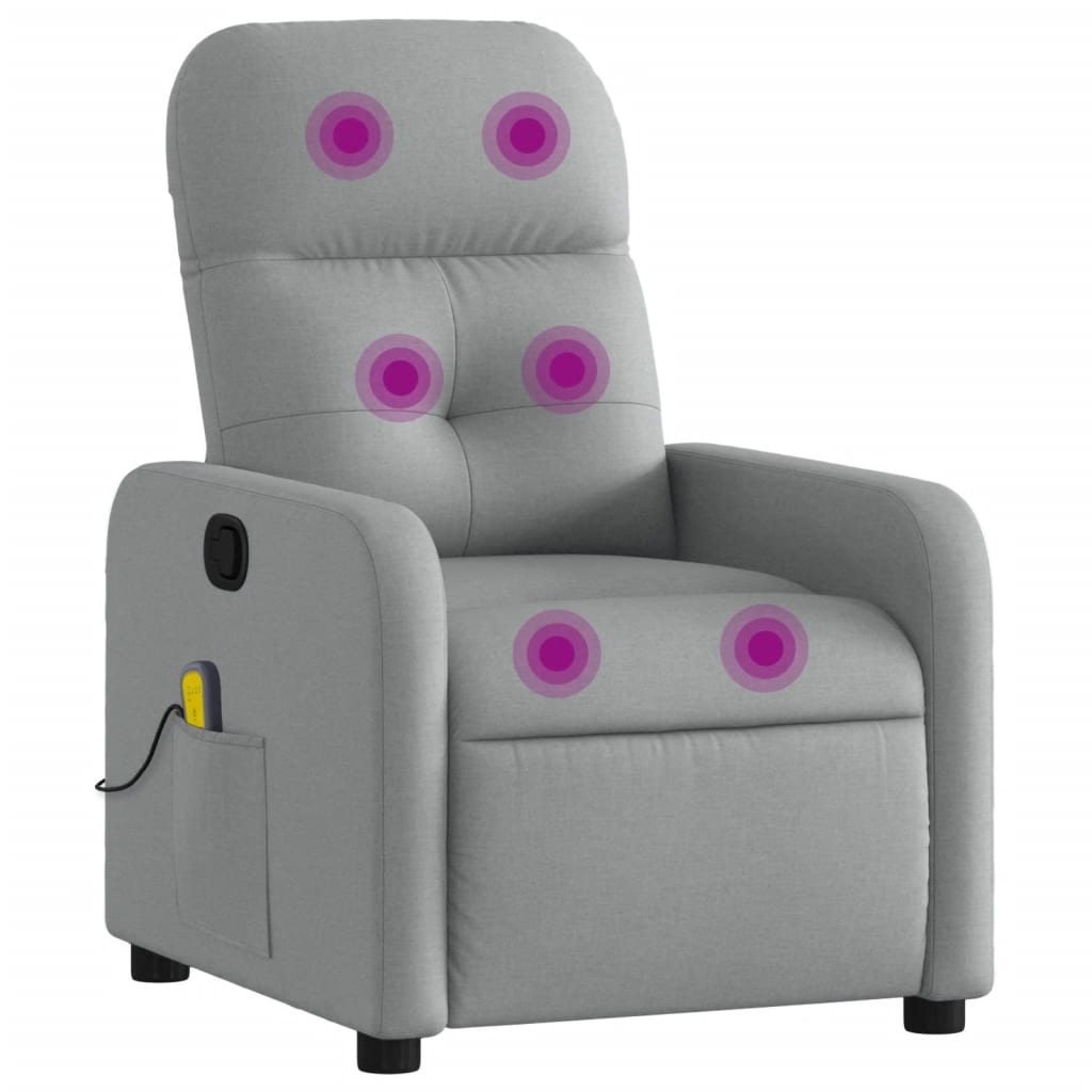 Light Gray Reclining Massage Chair in Fabric