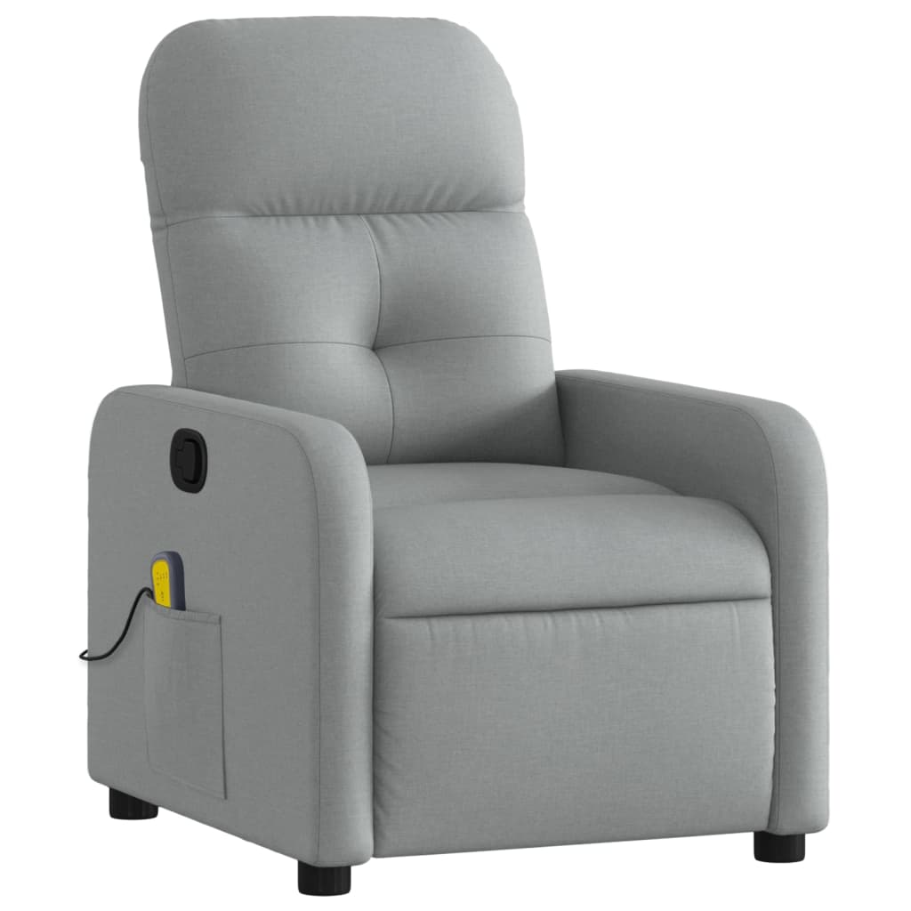 Light Gray Reclining Massage Chair in Fabric