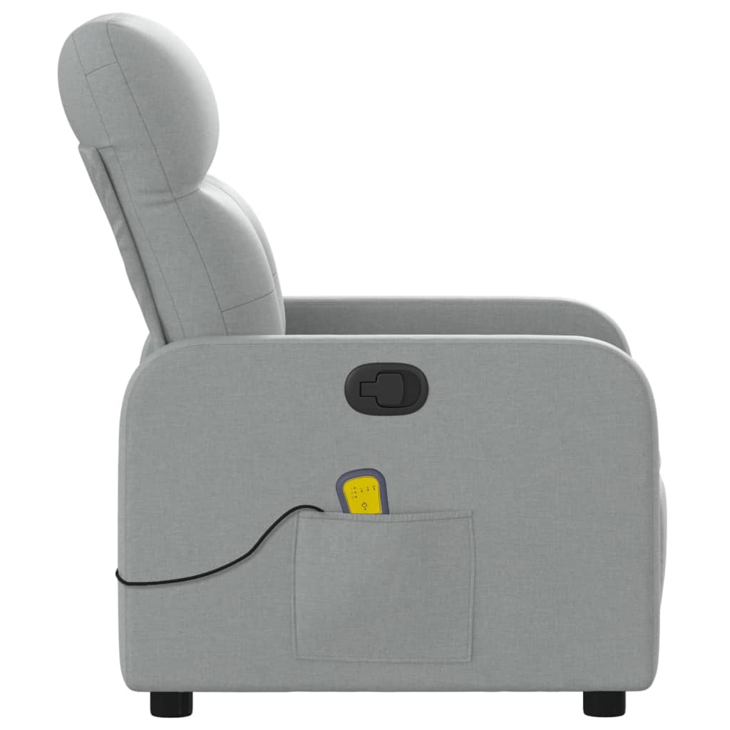 Light Gray Reclining Massage Chair in Fabric