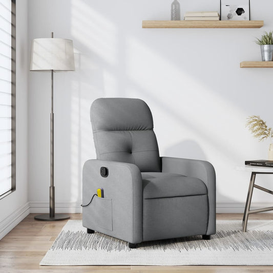 Light Gray Reclining Massage Chair in Fabric