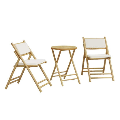 Set da Bistrot Pieghevole 3 pz Cuscini Bianco Crema in Bambù | homemem39