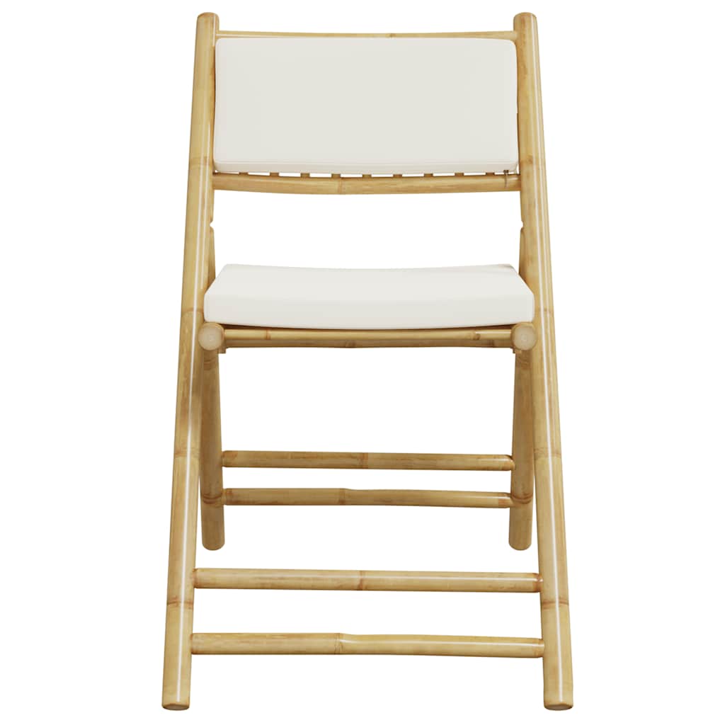Set da Bistrot Pieghevole 3 pz Cuscini Bianco Crema in Bambù | homemem39