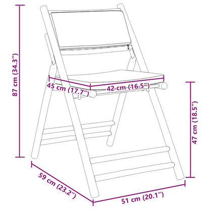 Set da Bistrot Pieghevole 3 pz Cuscini Bianco Crema in Bambù | homemem39