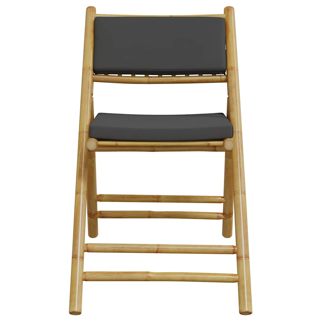 Set da Bistrot Pieghevole 3pz con Cuscini Grigio Scuro Bambù
