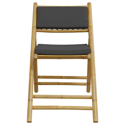 Set da Bistrot Pieghevole 3pz con Cuscini Grigio Scuro Bambù