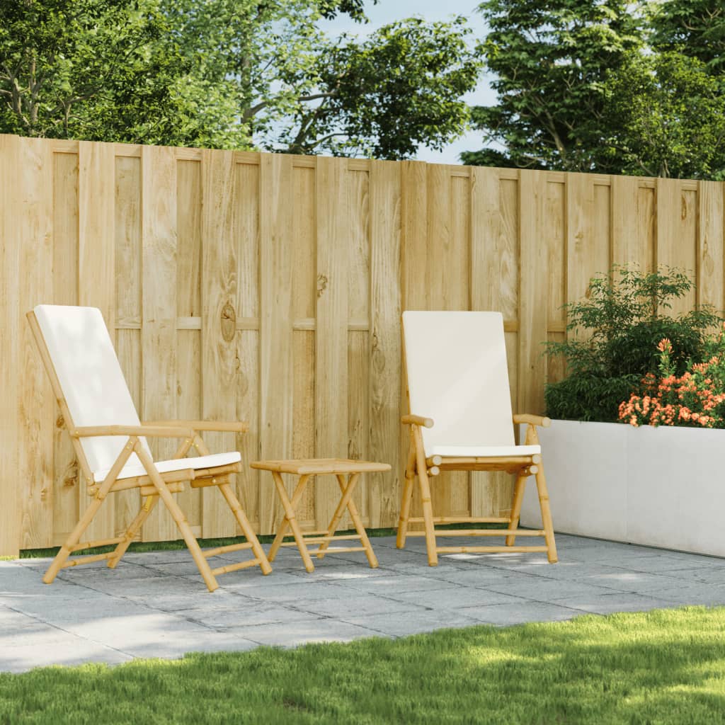 Sedie da Giardino Pieghevoli Reclinabili 2 pz con Cuscini Bambù - homemem39