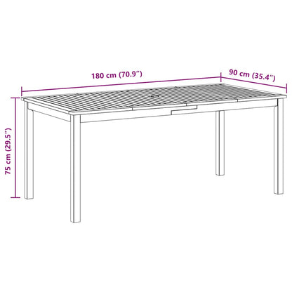 Tavolo da Pranzo da Giardino 180x90x75 cm Legno Massello Acacia