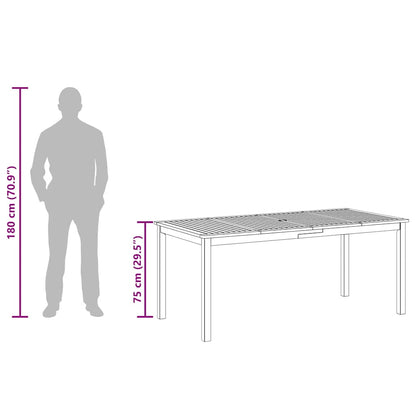 Tavolo da Pranzo da Giardino 180x90x75 cm Legno Massello Acacia
