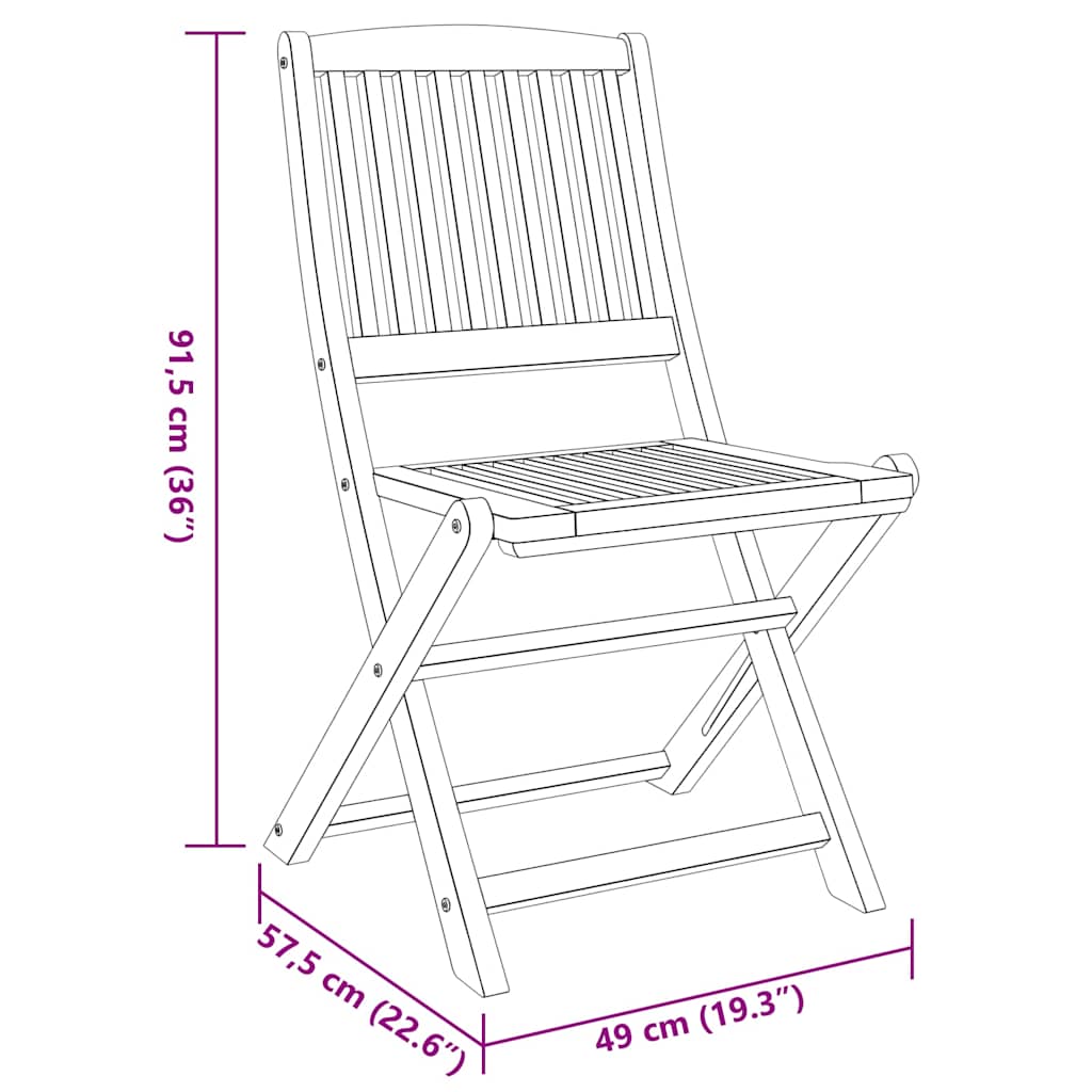 Set da balcone 3 pz in Legno Massello di Acacia - homemem39