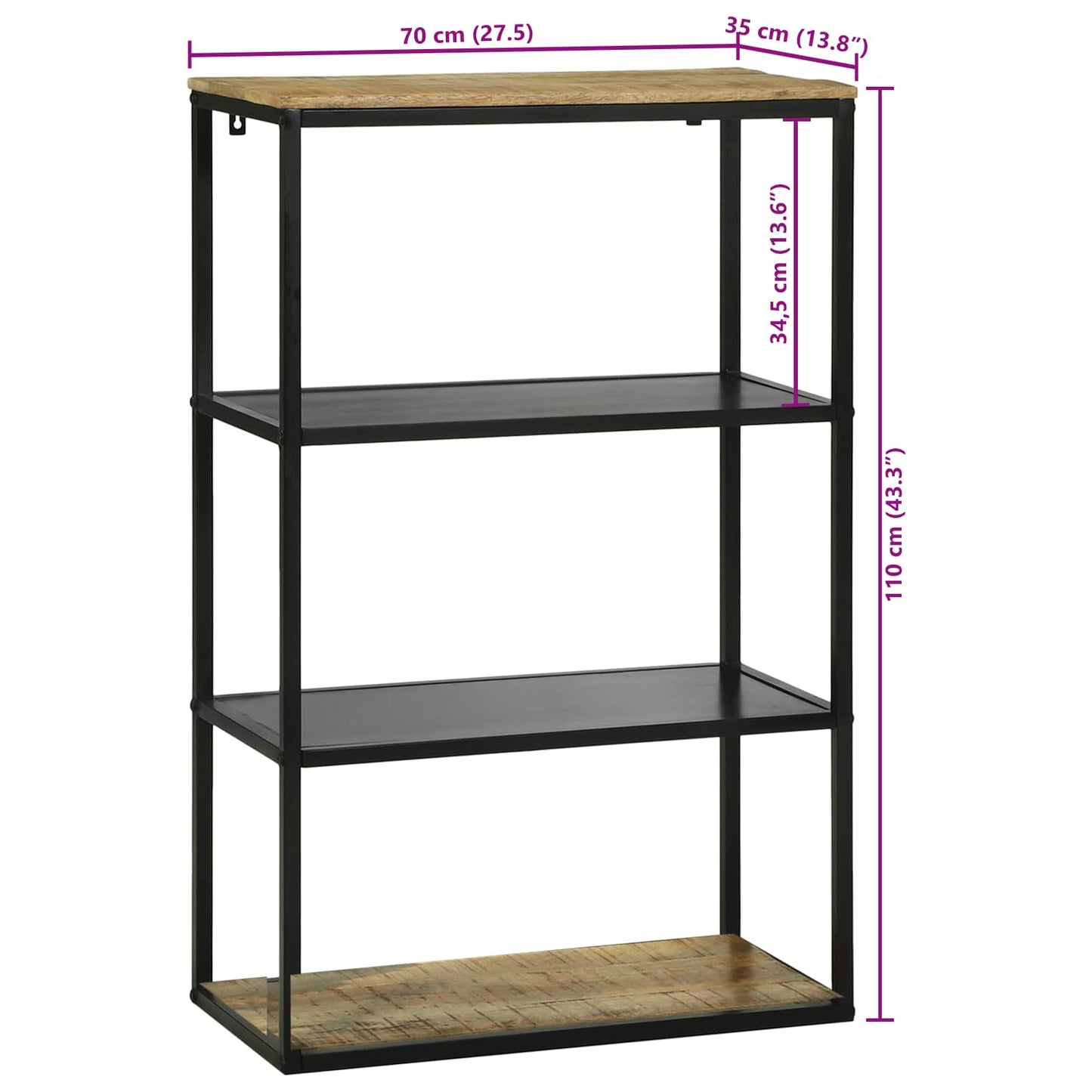 Libreria 70 x 35 x 110 cm Legno massello di mango