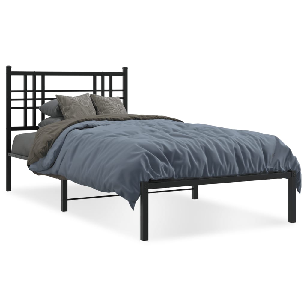 Giroletto con Testiera in Metallo Nero 100x190 cm | homemem39