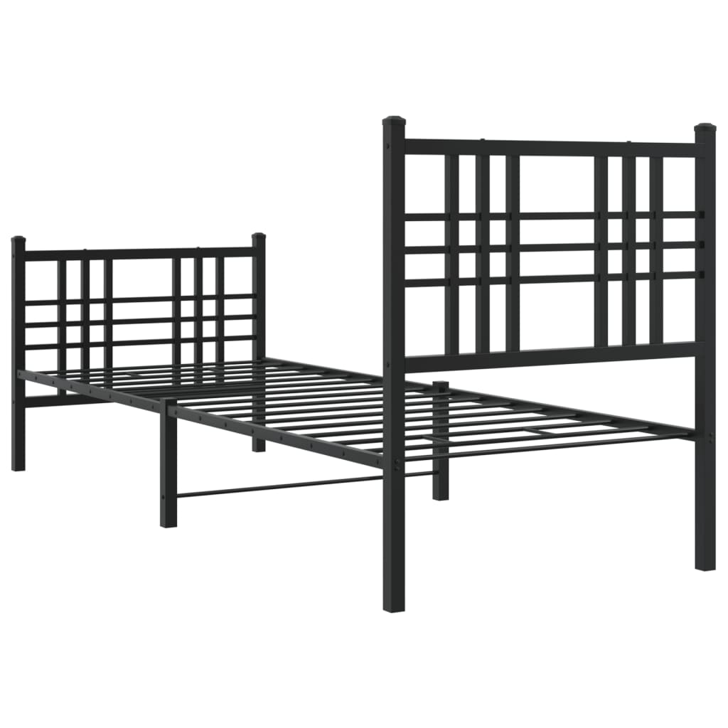 Giroletto con Testiera e Pediera Metallo Nero 80x200 cm | homemem39