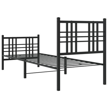 Giroletto con Testiera e Pediera Metallo Nero 80x200 cm | homemem39