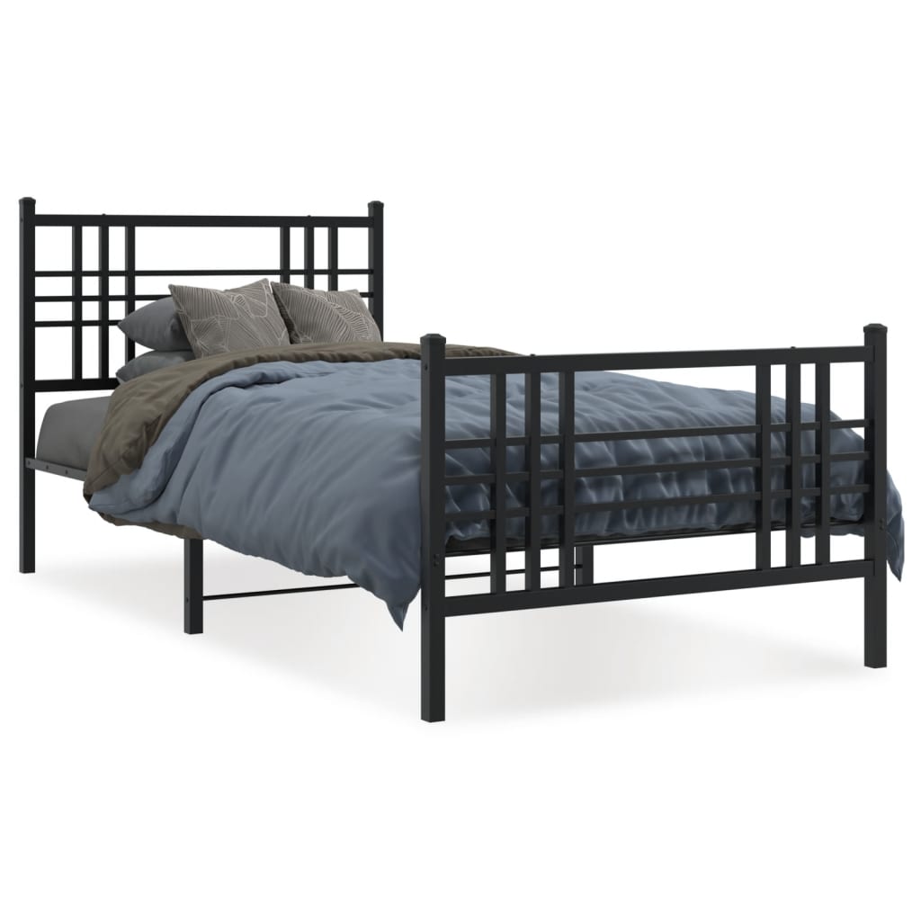 Giroletto con Testiera e Pediera Metallo Nero 90x190 cm | homemem39