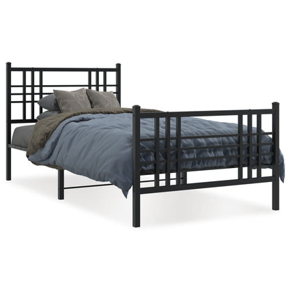 Giroletto con Testiera e Pediera Metallo Nero 90x190 cm | homemem39