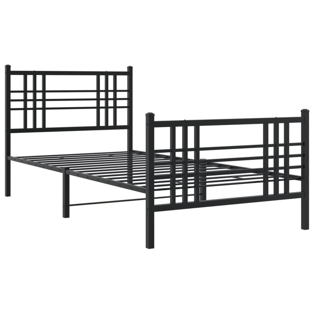 Giroletto con Testiera e Pediera Metallo Nero 90x190 cm | homemem39