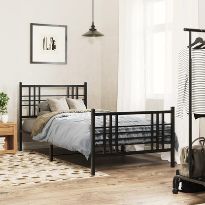 Giroletto con Testiera e Pediera Metallo Nero 90x190 cm | homemem39