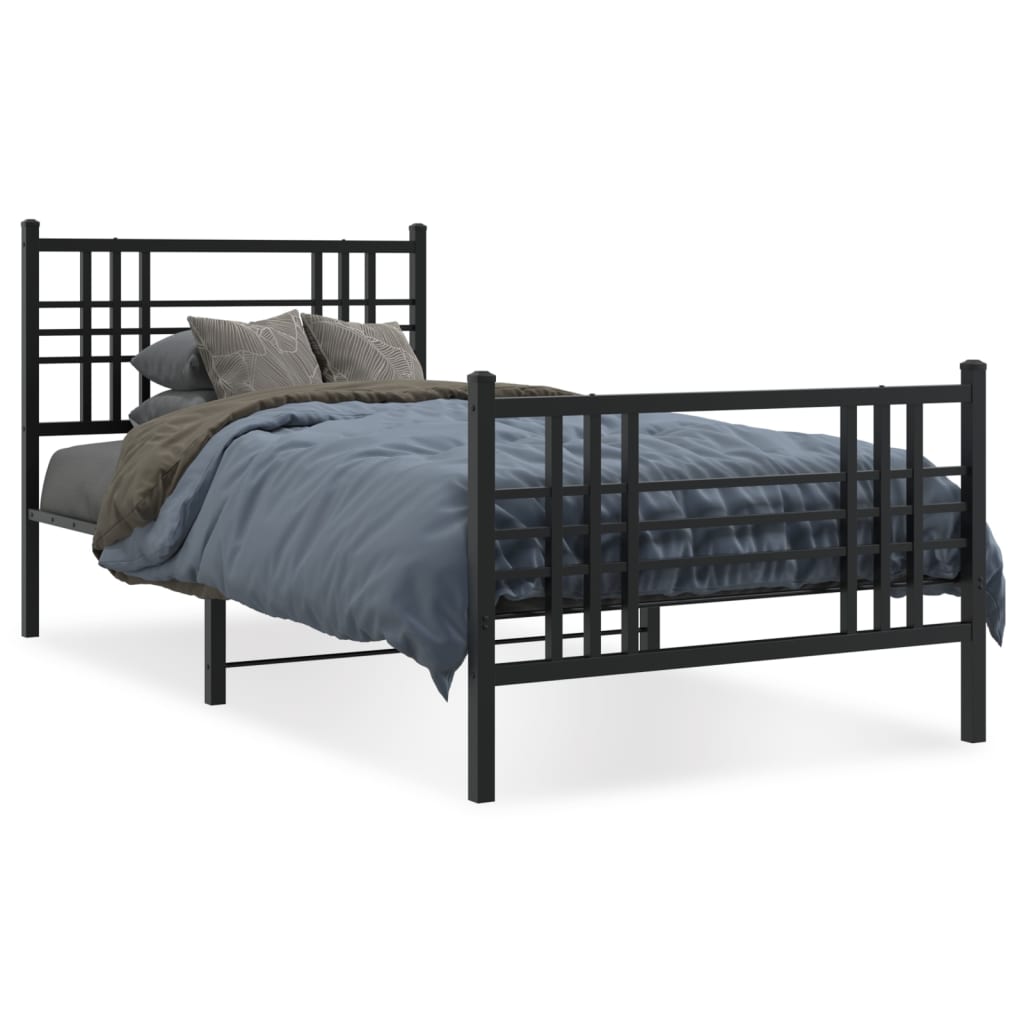 Giroletto con Testiera e Pediera Metallo Nero 90x200 cm | homemem39