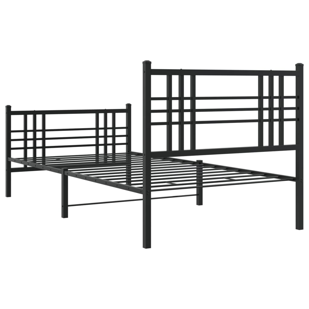 Giroletto con Testiera e Pediera Metallo Nero 90x200 cm | homemem39