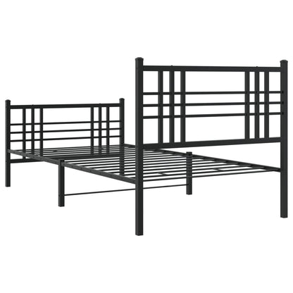 Giroletto con Testiera e Pediera Metallo Nero 90x200 cm | homemem39
