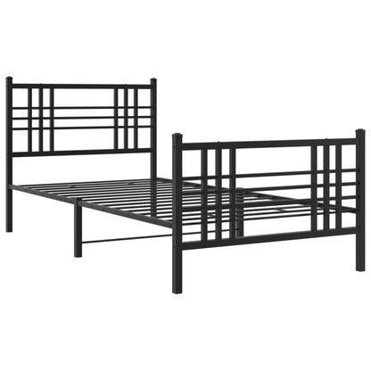 Giroletto con Testiera e Pediera Metallo Nero 100x200 cm | homemem39