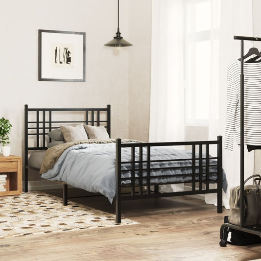 Giroletto con Testiera e Pediera Metallo Nero 100x200 cm | homemem39