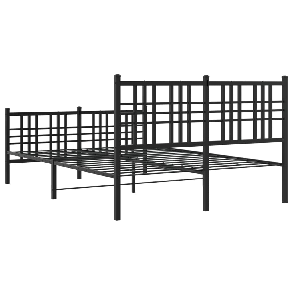 Giroletto con Testiera e Pediera Metallo Nero 137x190 cm | homemem39