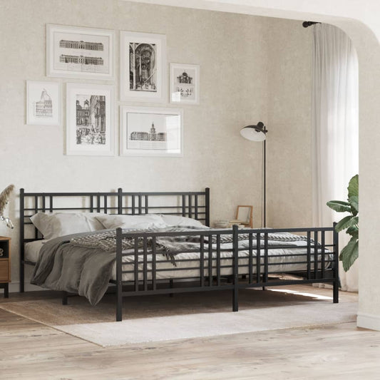 Giroletto con Testiera e Pediera Metallo Nero 183x213 cm | homemem39
