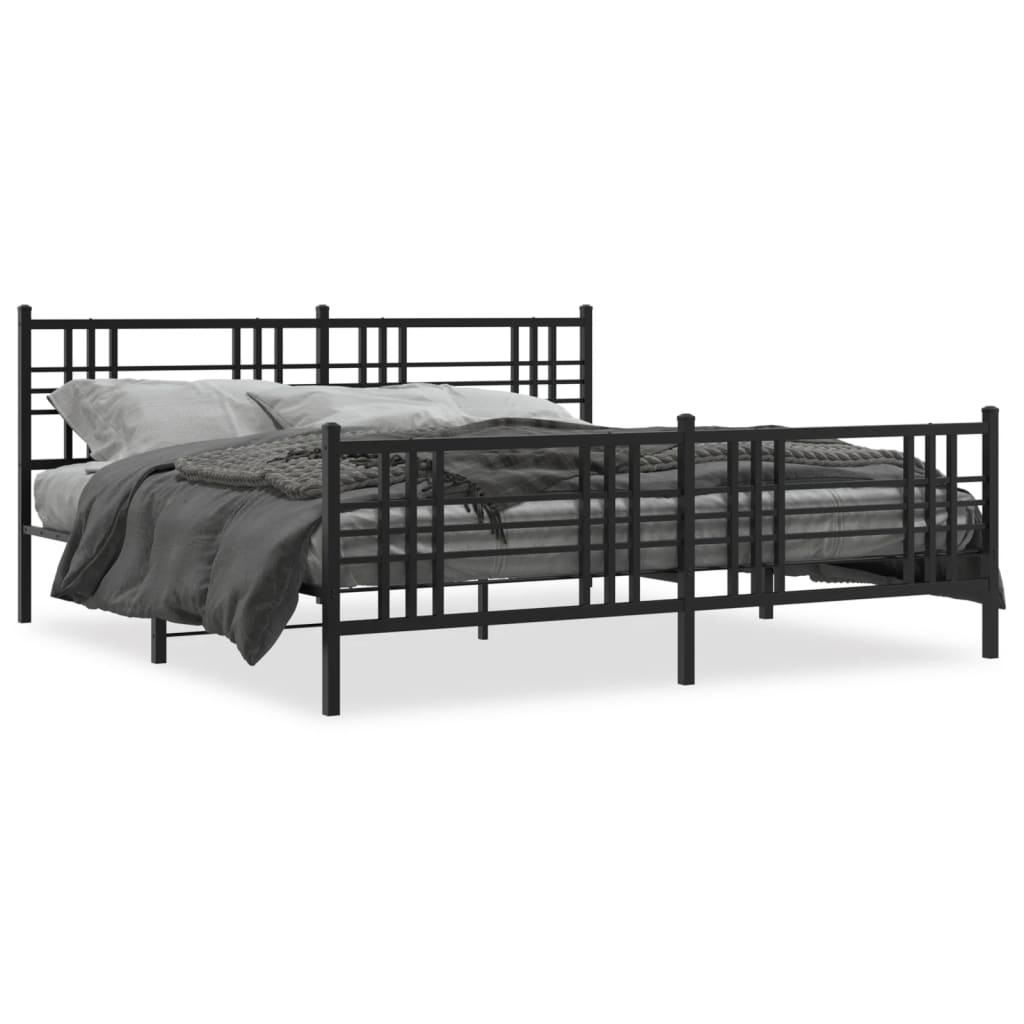Giroletto con Testiera e Pediera Metallo Nero 200x200 cm | homemem39