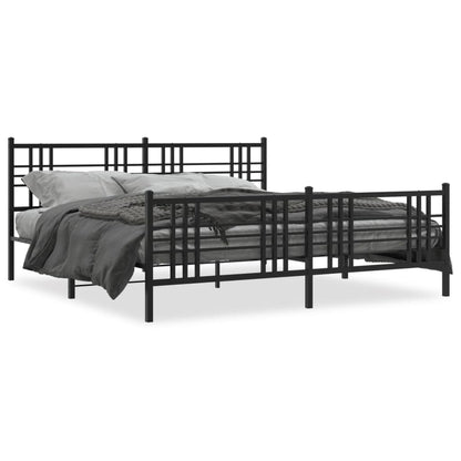 Giroletto con Testiera e Pediera Metallo Nero 200x200 cm | homemem39