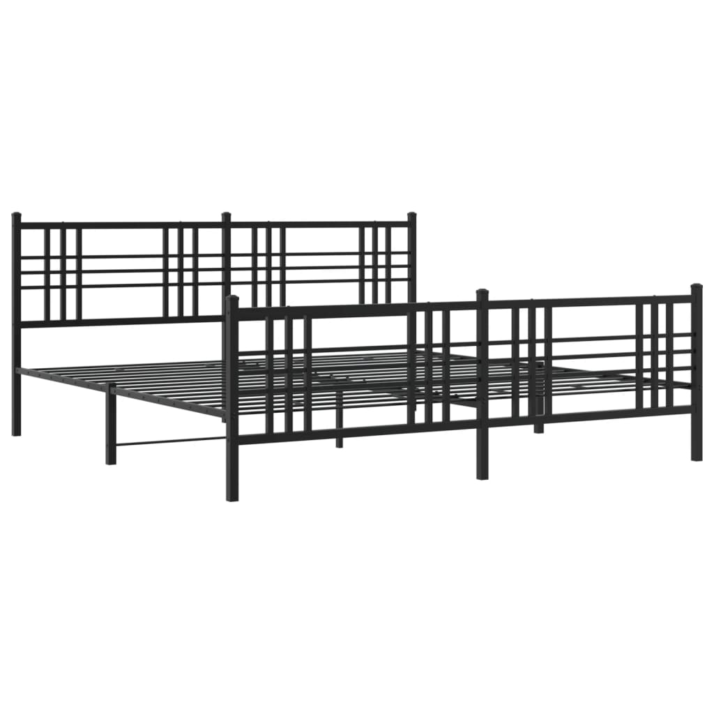 Giroletto con Testiera e Pediera Metallo Nero 200x200 cm | homemem39