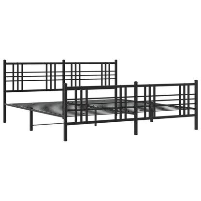 Giroletto con Testiera e Pediera Metallo Nero 200x200 cm | homemem39