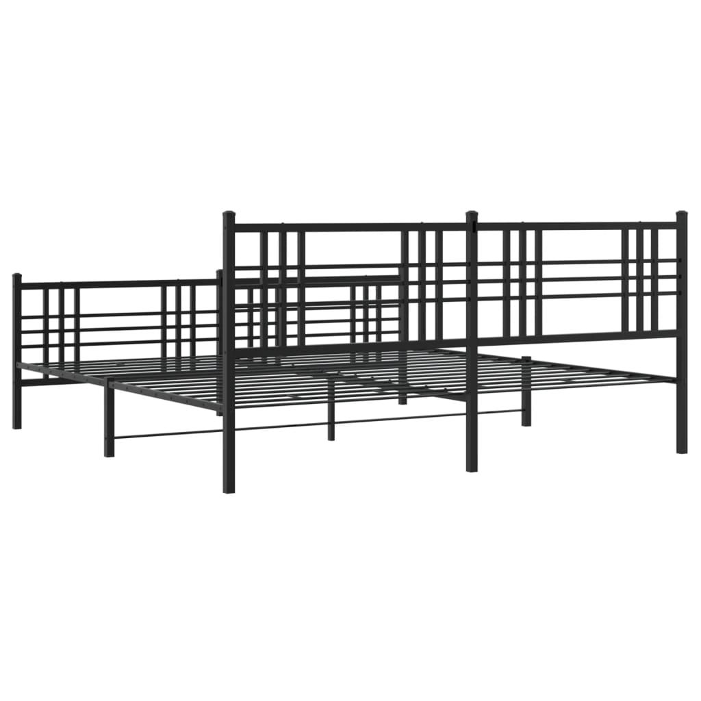 Giroletto con Testiera e Pediera Metallo Nero 200x200 cm | homemem39
