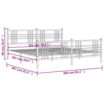 Giroletto con Testiera e Pediera Metallo Nero 200x200 cm | homemem39