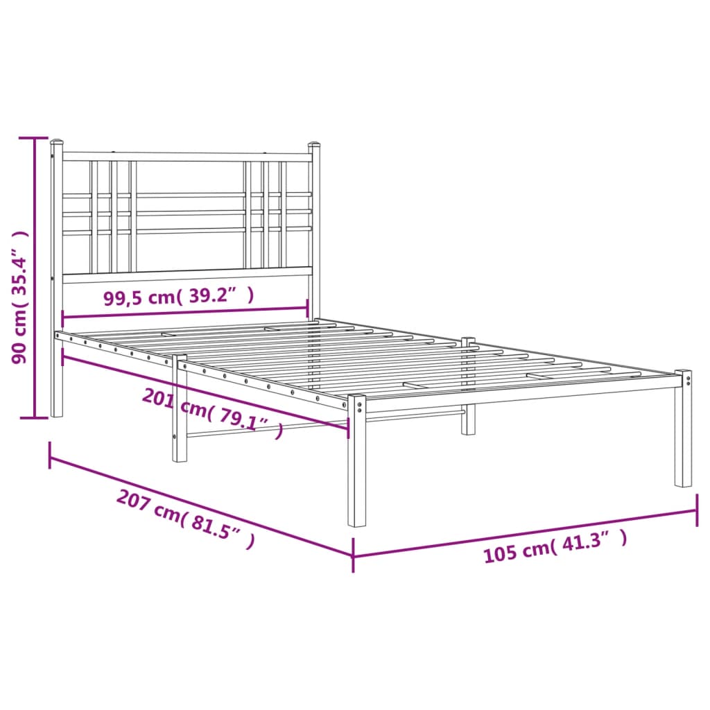 Giroletto con Testiera Metallo Bianco 100x200 cm | homemem39