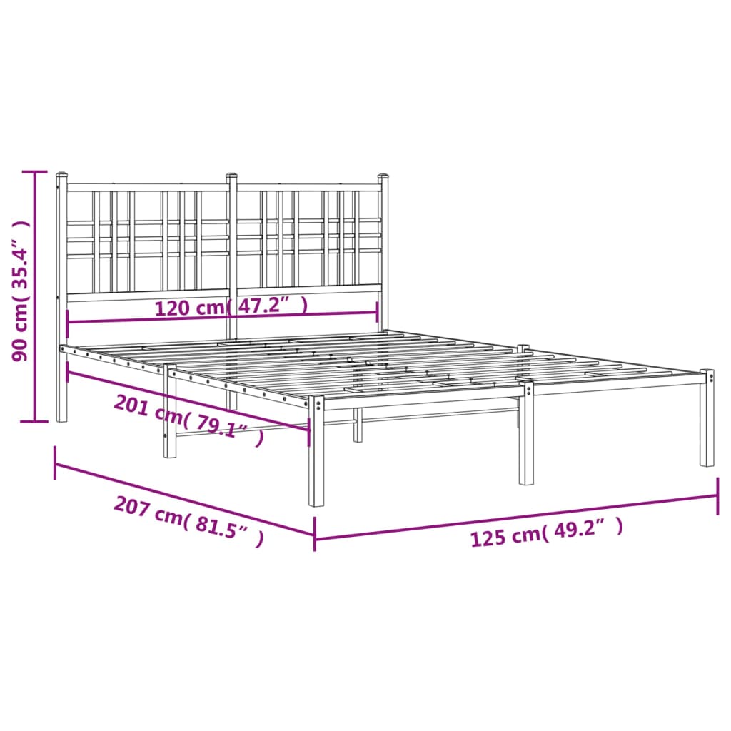 Giroletto con Testiera in Metallo Bianco 120x200 cm | homemem39