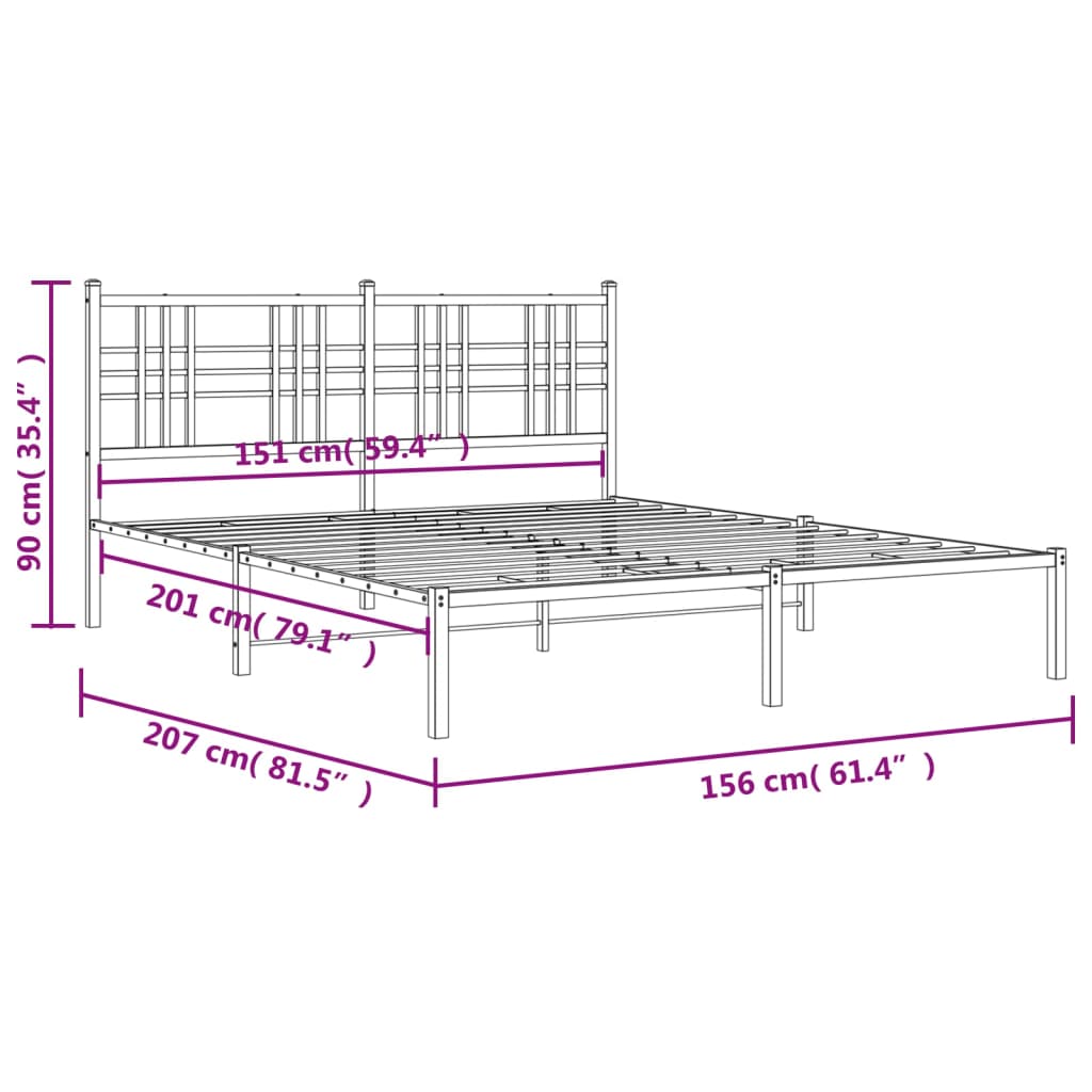Giroletto con Testiera Metallo Bianco 150x200 cm | homemem39
