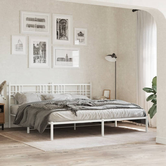 Giroletto con Testiera Metallo Bianco 183x213 cm | homemem39