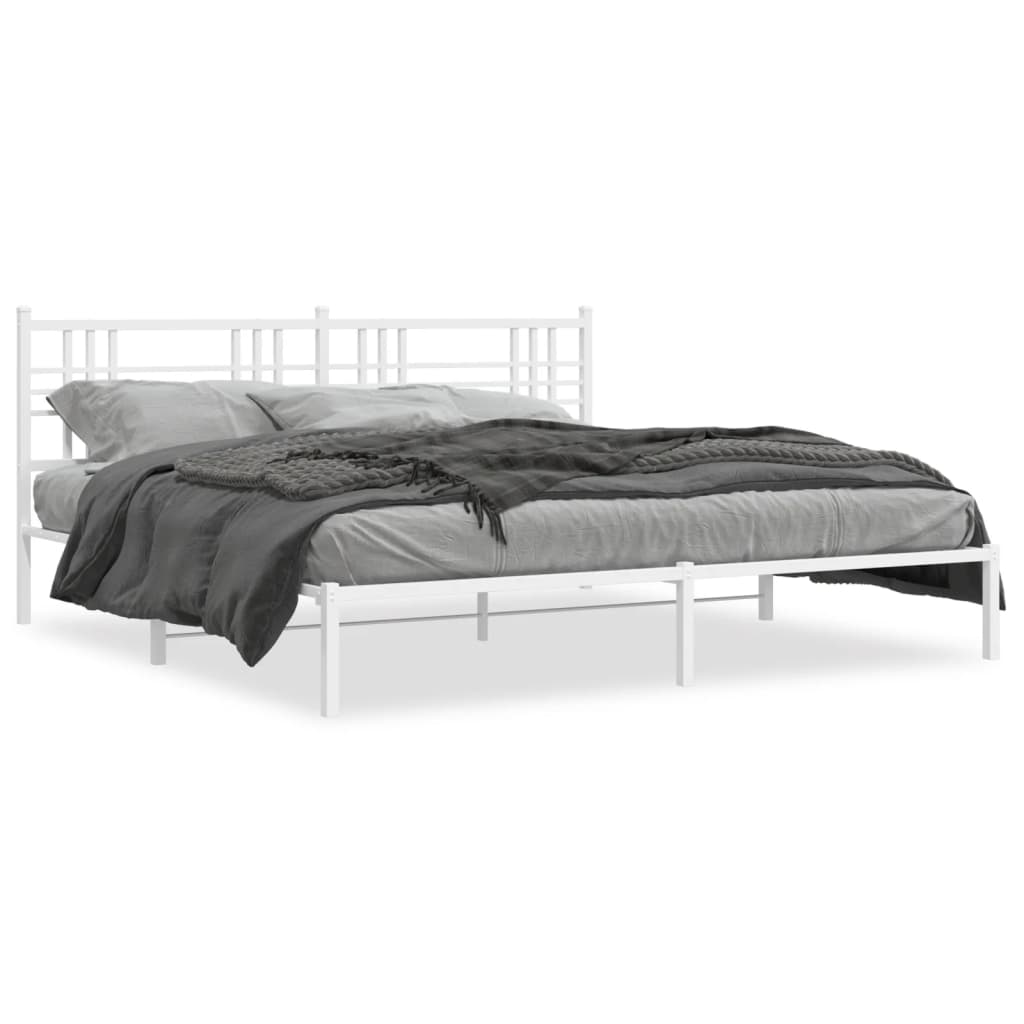 Giroletto con Testiera Metallo Bianco 193x203 cm | homemem39