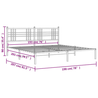 Giroletto con Testiera Metallo Bianco 193x203 cm | homemem39