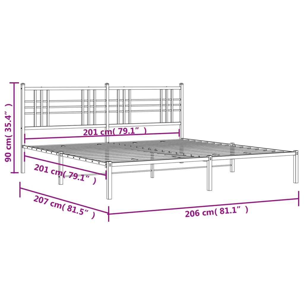 Giroletto con Testiera Metallo Bianco 200x200 cm - homemem39