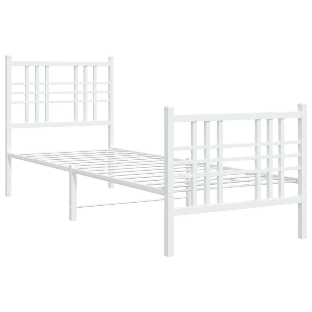 Giroletto con Testiera e Pediera Metallo Bianco 80x200 cm | homemem39