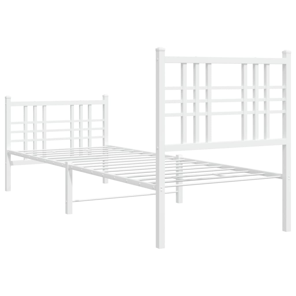 Giroletto con Testiera e Pediera Metallo Bianco 80x200 cm | homemem39