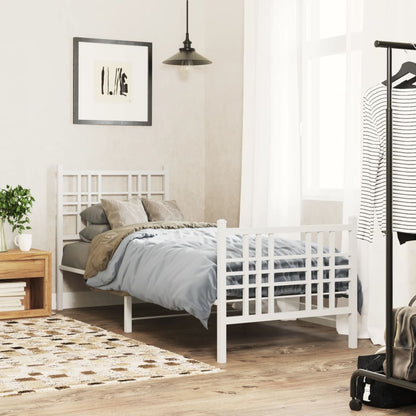 Giroletto con Testiera e Pediera Metallo Bianco 80x200 cm | homemem39