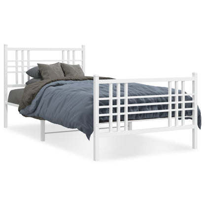 Giroletto con Testiera e Pediera Metallo Bianco 90x190 cm | homemem39
